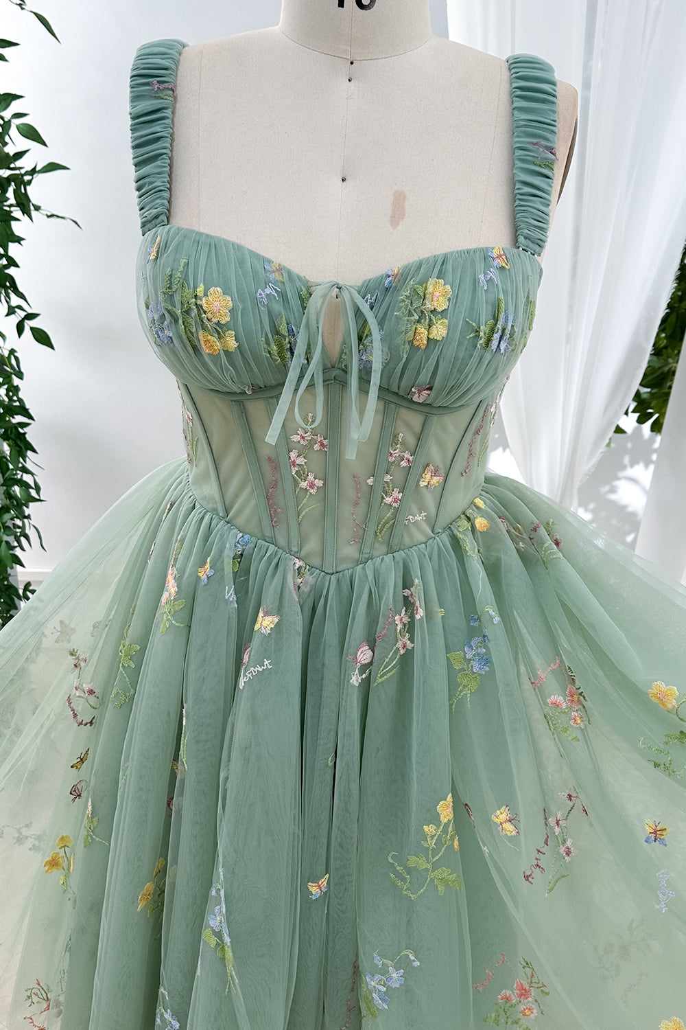 MissJophiel Corset Floral Embroidery Dress with Removable Sleeves Other / Above Knee / US8 MissJophiel Corset Floral Embroidery Dress with Removable Sleeves Other / Above Knee / US8