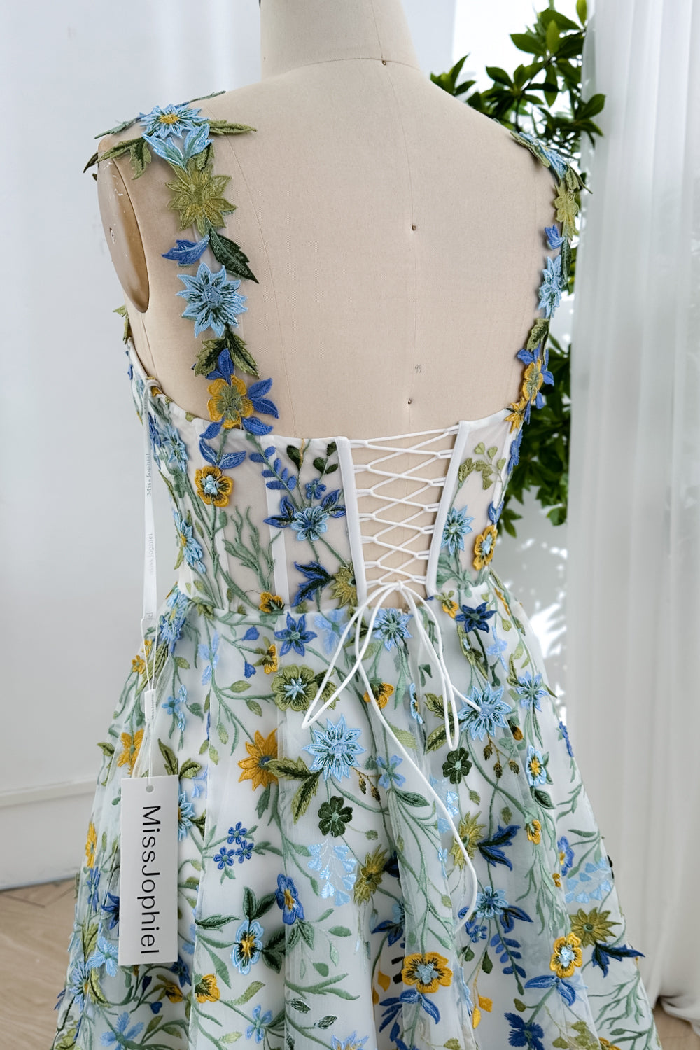 MissJophiel Corset Floral Embroidery Midi Plus Size Dress
