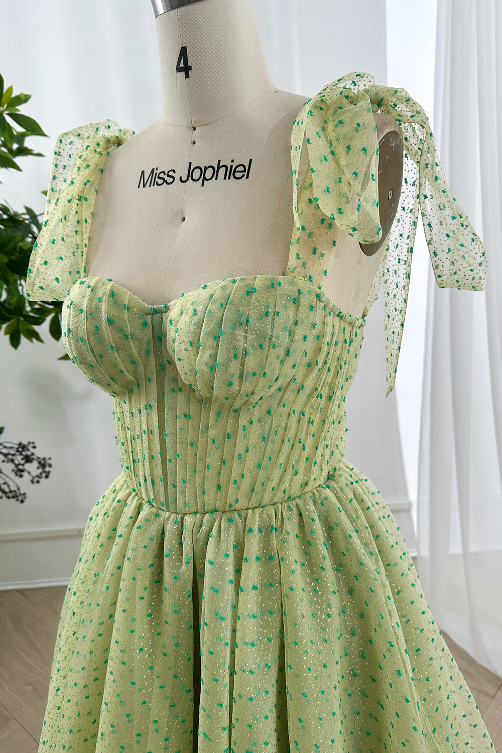 MissJophiel Sage Green Glitter Tulle Midi Dress Sage Green / Tea Length / US2