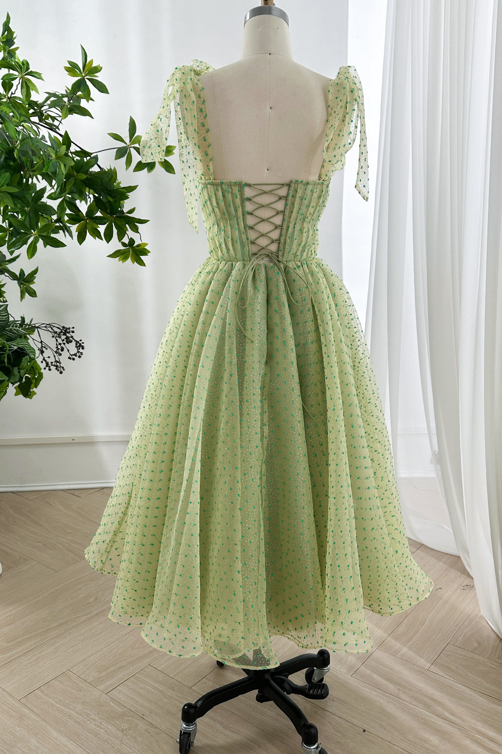 MissJophiel Sage Green Glitter Tulle Midi Dress Custom Color / Tea Length / US14
