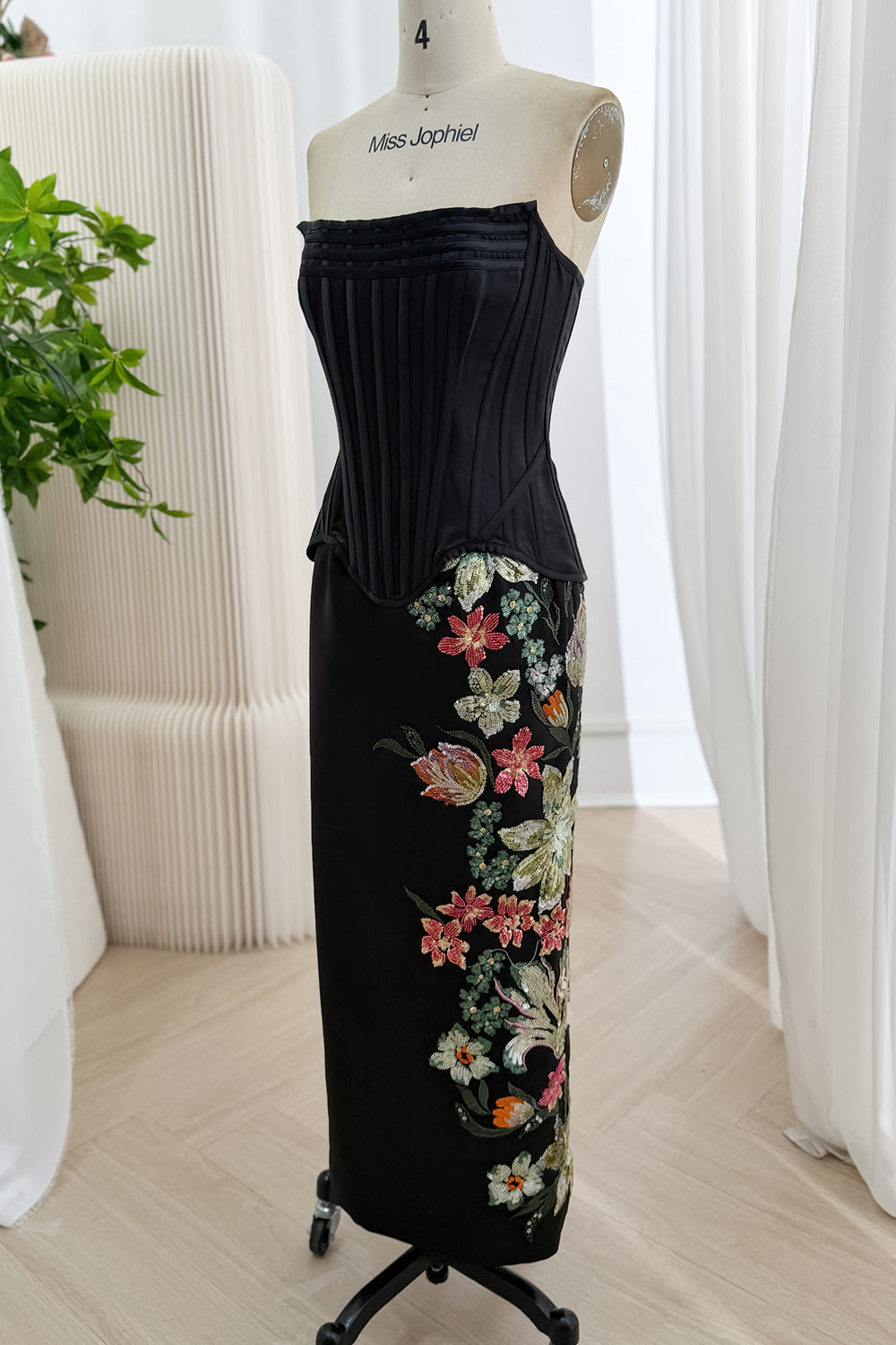 Black Floral Maxi Dress with Detachable Corset Top Evening Gown – MissJophiel