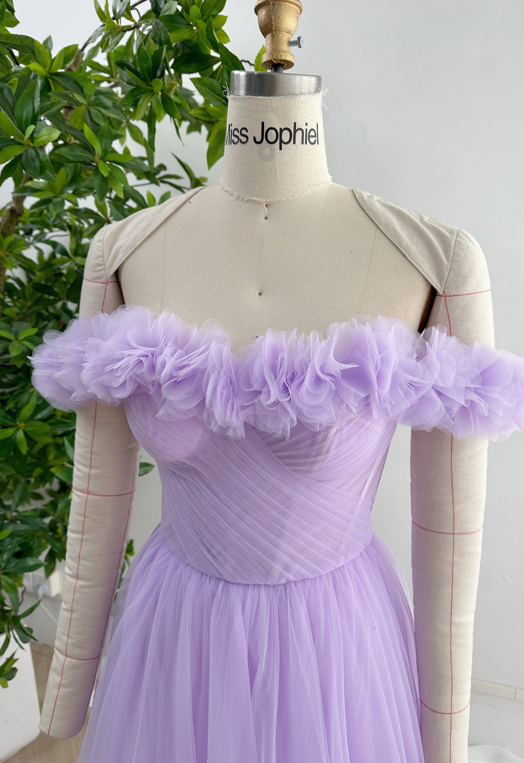 MissJophiel Off the Shoulder with Handmade Flowers Fomral Gown with Slit MissJophiel Off the Shoulder with Handmade Flowers Fomral Gown with Slit