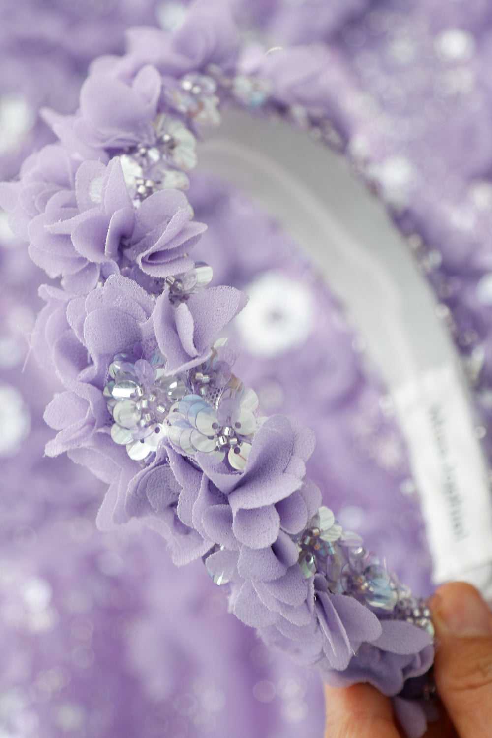 3D Floral Beaded Handmade Lavender Headband