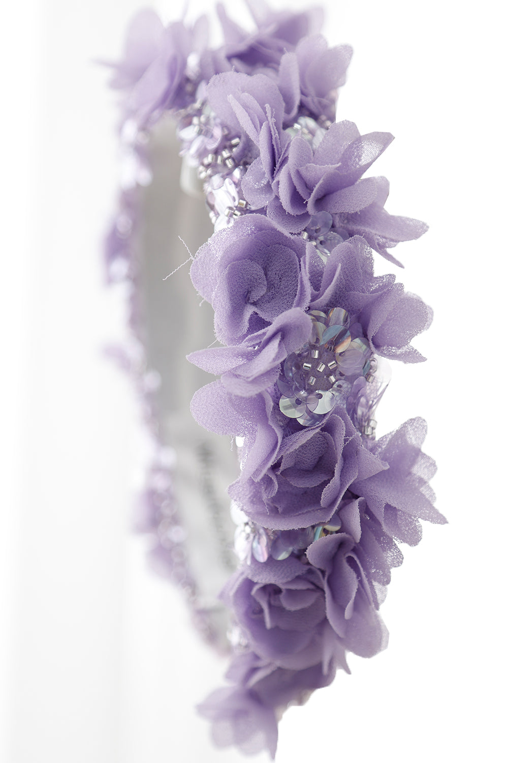 3D Floral Beaded Handmade Lavender Headband