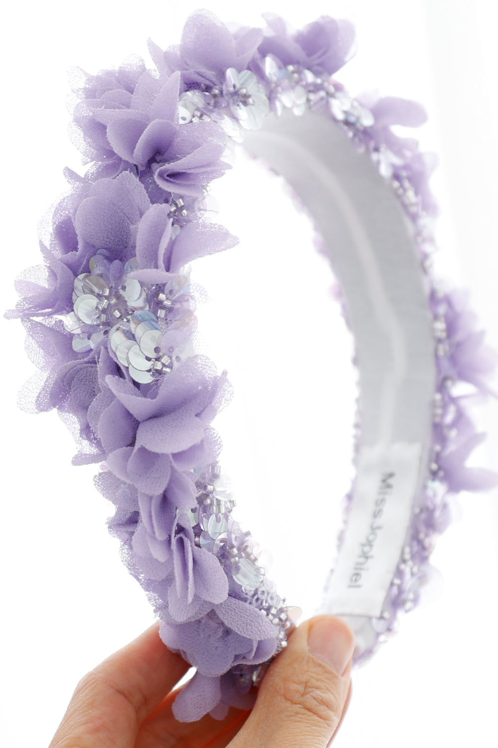 3D Floral Beaded Handmade Lavender Headband