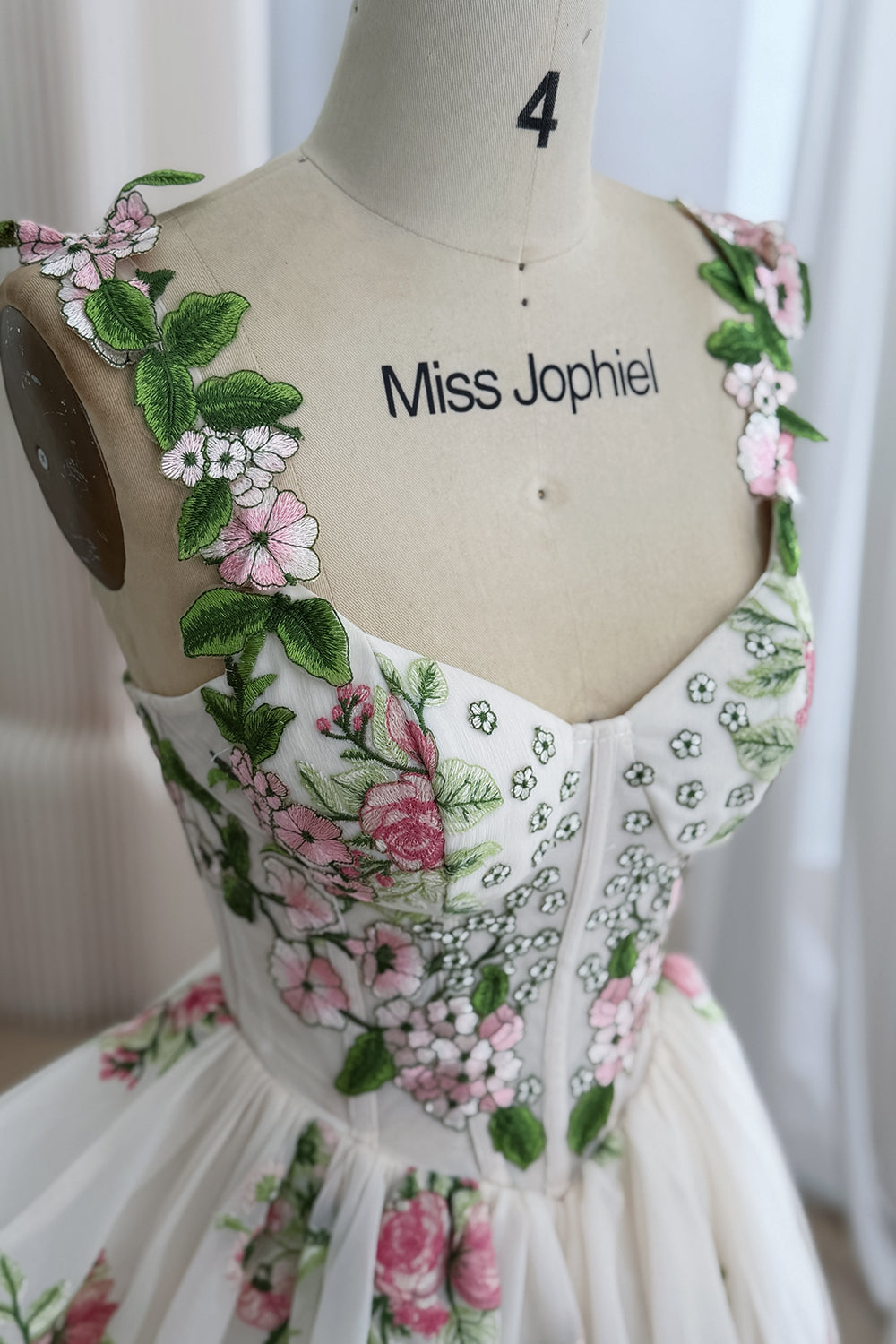 Spaghetti Straps V Neck Corset Mini Floral Wedding Dress