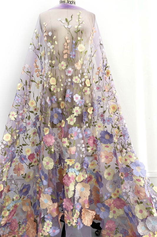 Lavender Floral Lace Fabric