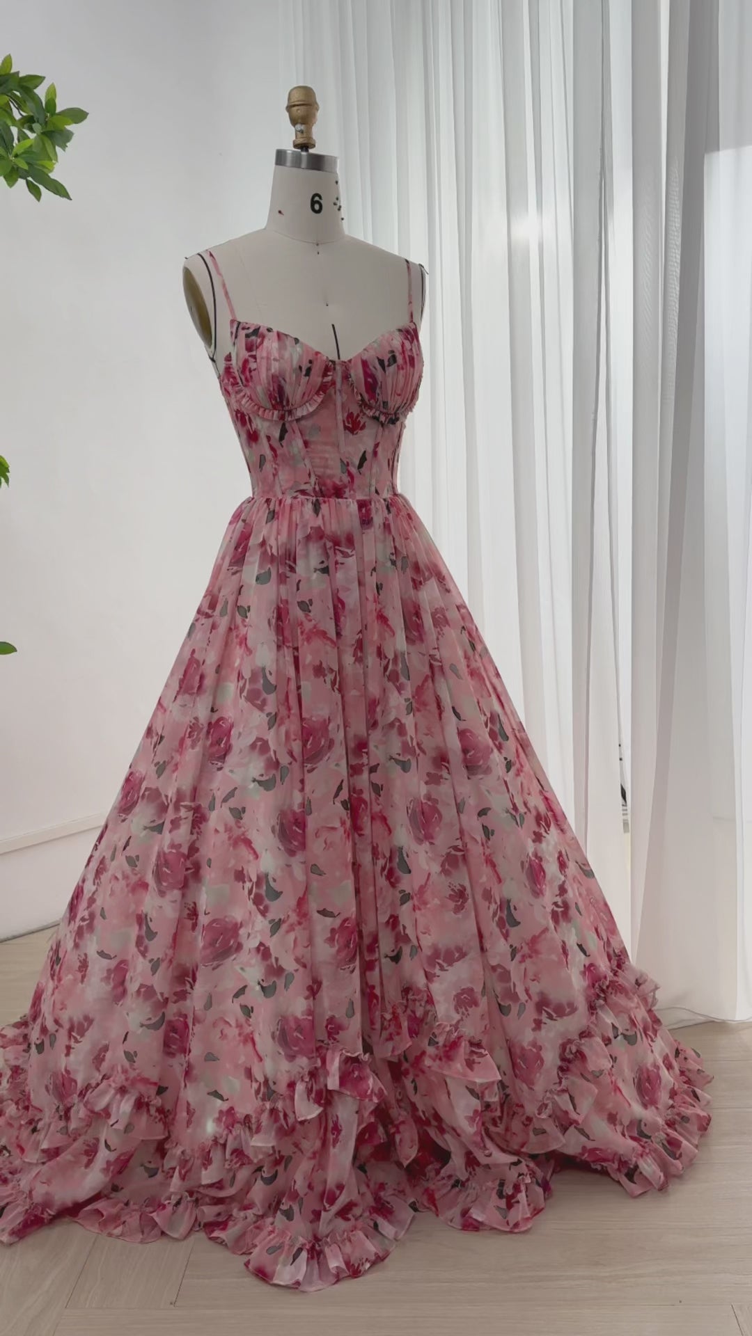 Making a corset floral chiffon long prom dress #fashion #dress #creative #promdress