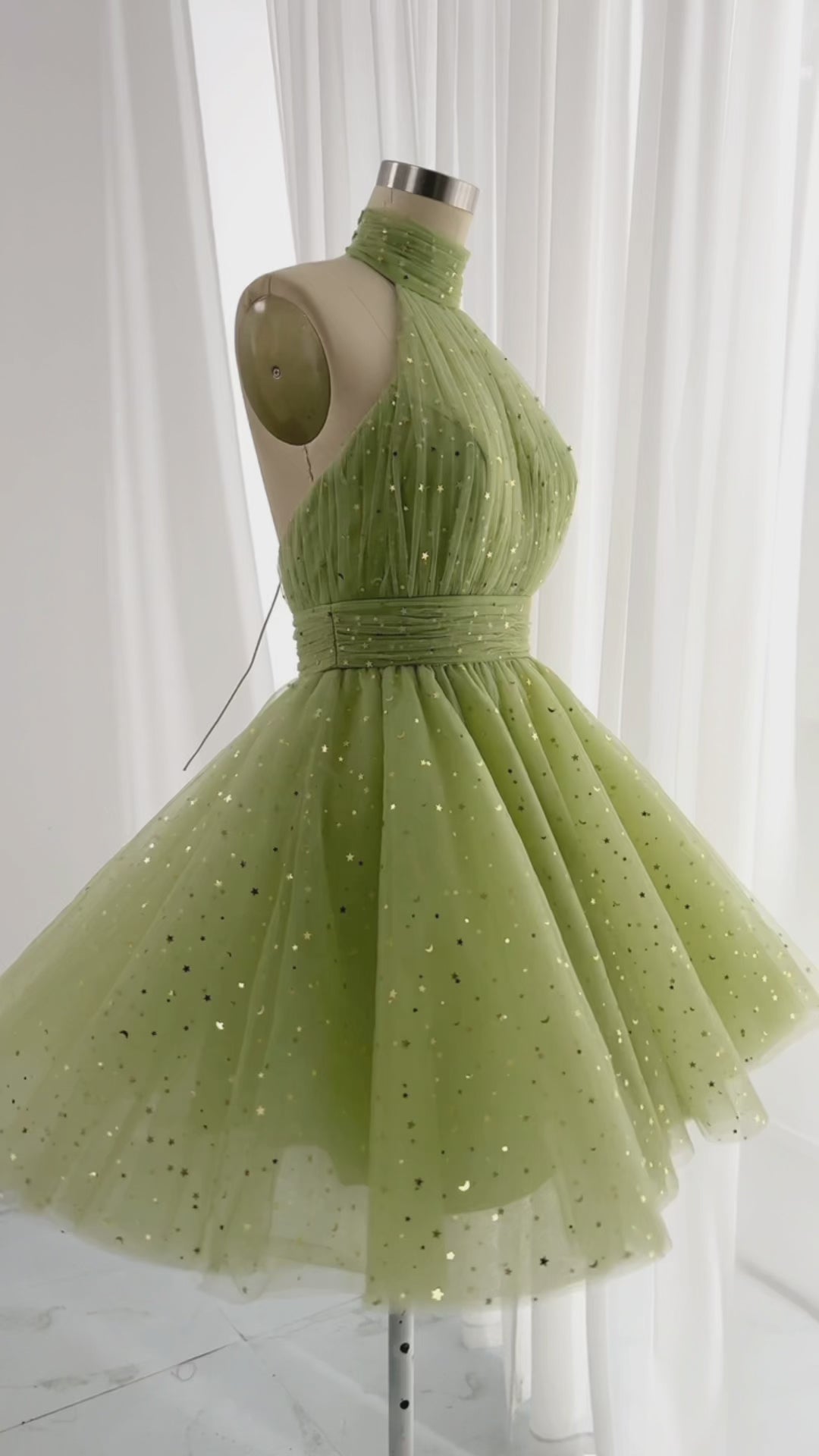 Making a halter mini sage green dress #sewing #fashion #dress #creative