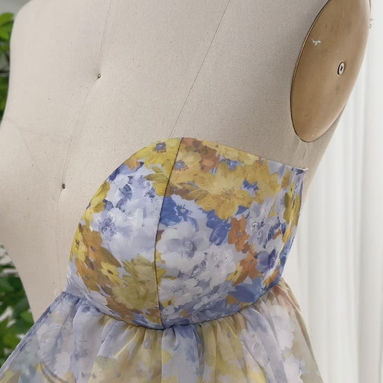 Making a corset floral chiffon long dress with tiered skirt #fashion #creative #sewing #promdress