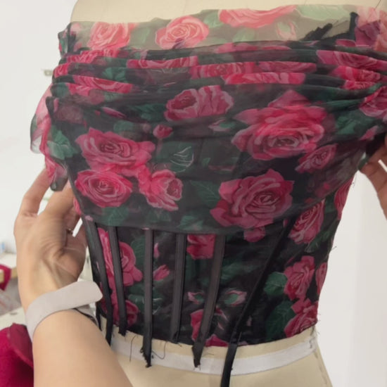 Making a midi floral organza prom dress #fashion #prom #sewing