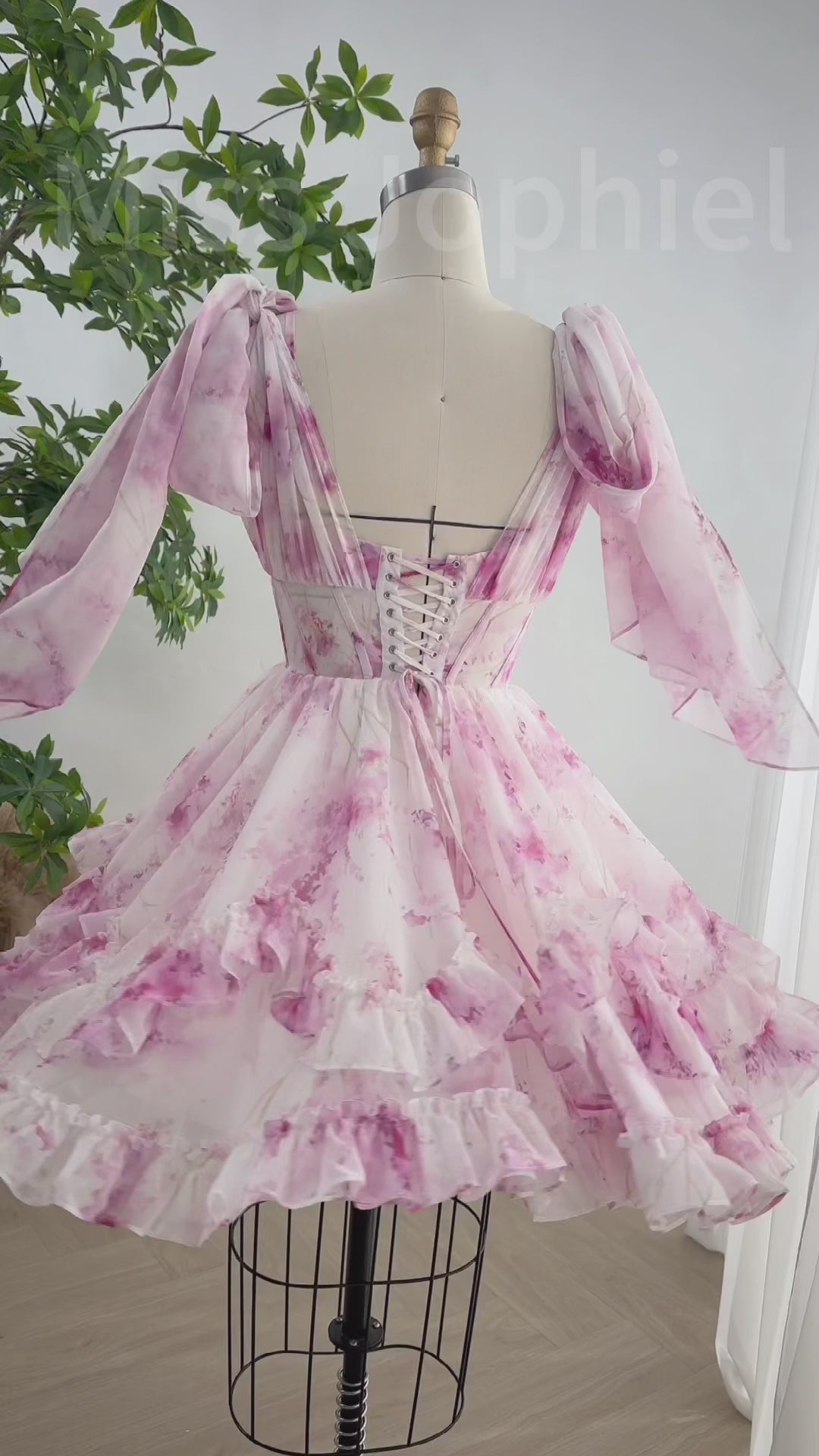 Infinity corset floral print chiffon mini dress with ruffles #fashion #corset #creative #promdress