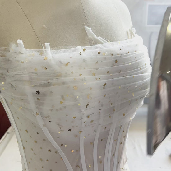 Making a strapless corset illusion mini dress #sewing #fashion #designer