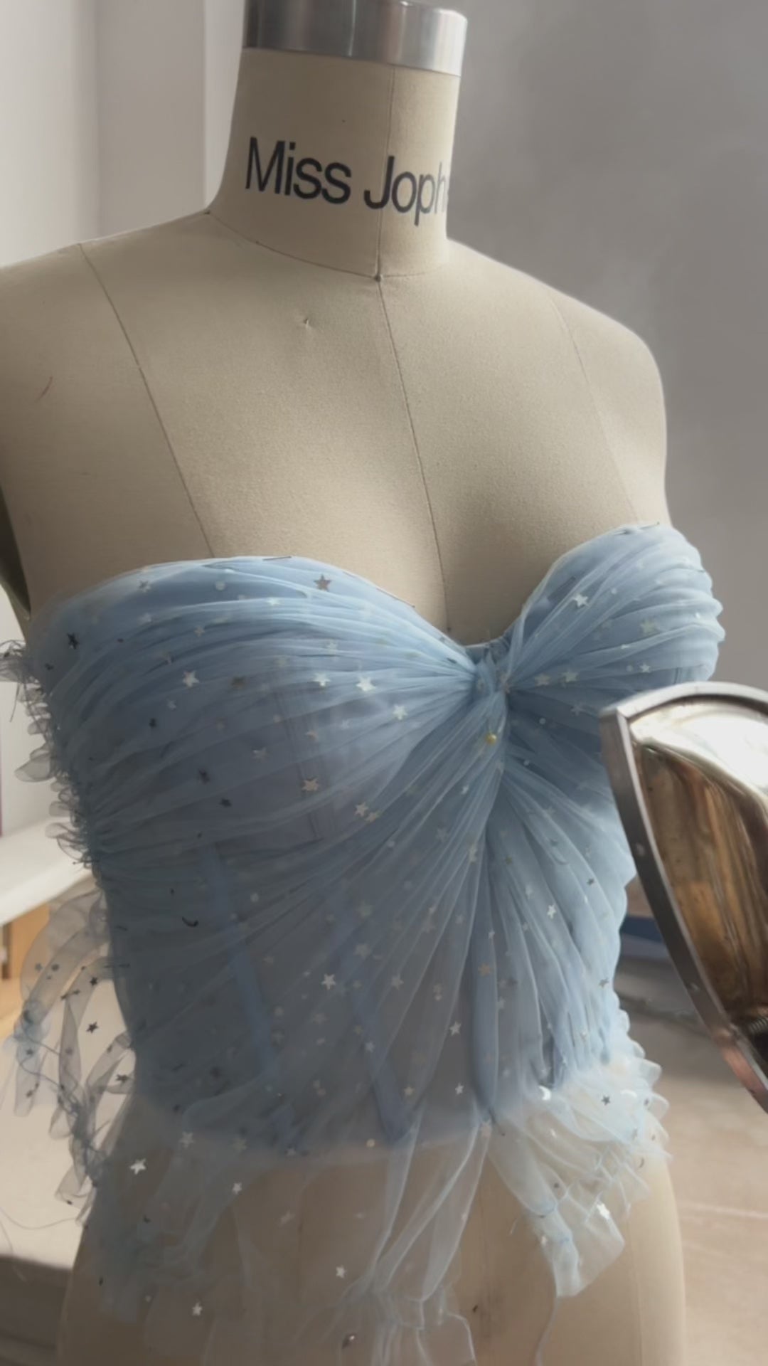 Making a midi sky blue prom dress with removable straps #fashion #sewing #promdress