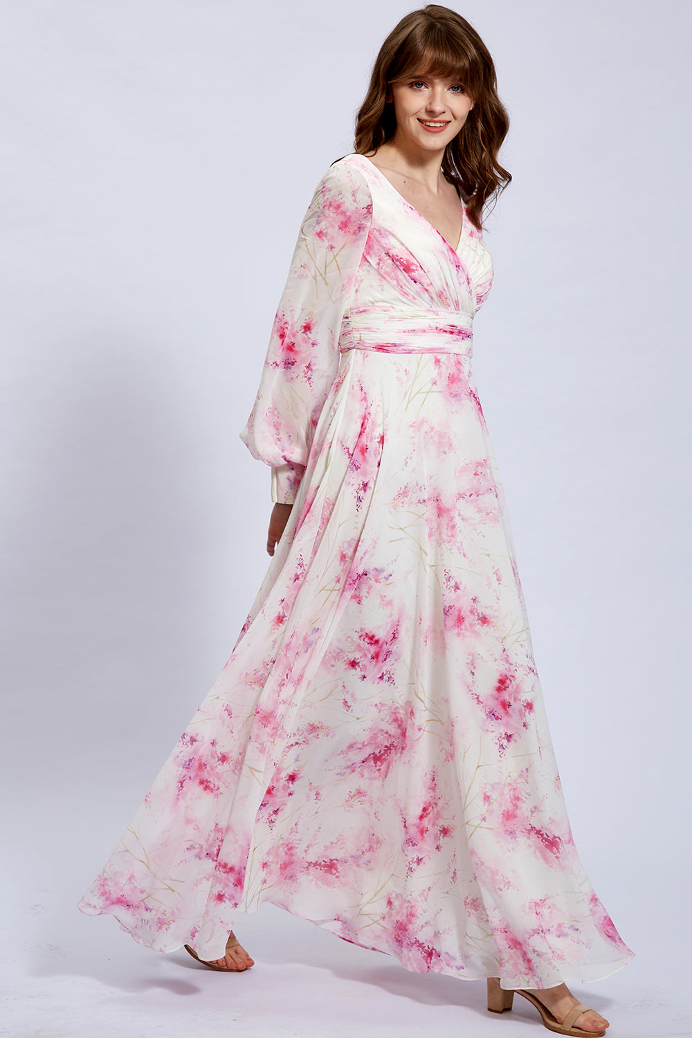 pink formal maxi dress Ella Light Pink Off Shoulder Prom Dress - US 6