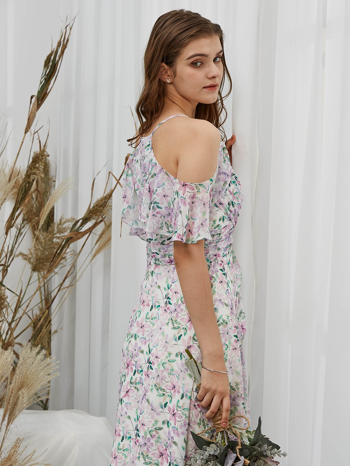 MissJophiel Women Straps Off the Shoulder Chiffon V Neck Print Floral ... MissJophiel Women Straps Off the Shoulder Chiffon V Neck Print Floral ...