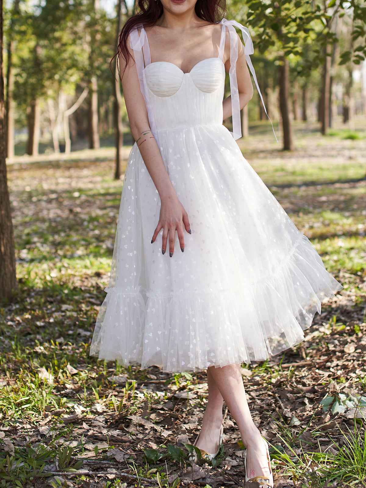 MissJophiel Bow Straps Tulle Sweetheart Midi Ivory Prom Dress Formal Evening Gown Ivory / Floor Length / US20W MissJophiel Bow Straps Tulle Sweetheart Midi Ivory Prom Dress Formal Evening Gown Ivory / Floor Length / US20W