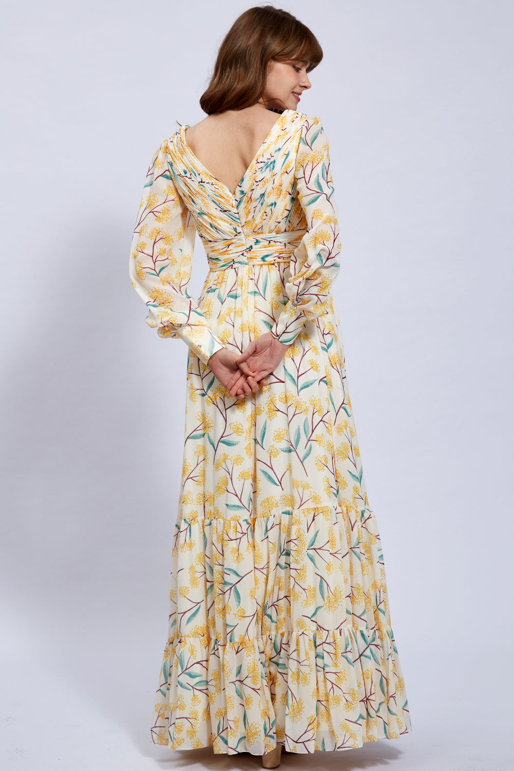 long sleeve yellow prom dresses Yellow Ball Gown Tulle Sequins Long Sleeve Prom Dress 2020