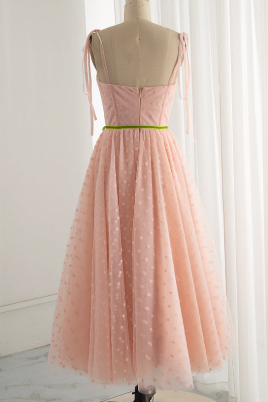 MissJophiel Bow Straps Corset Top Midi Prom Dress