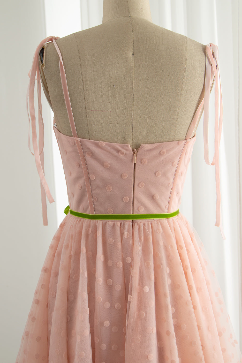 Bow Straps Corset Top Midi Blush Pink Prom Dress