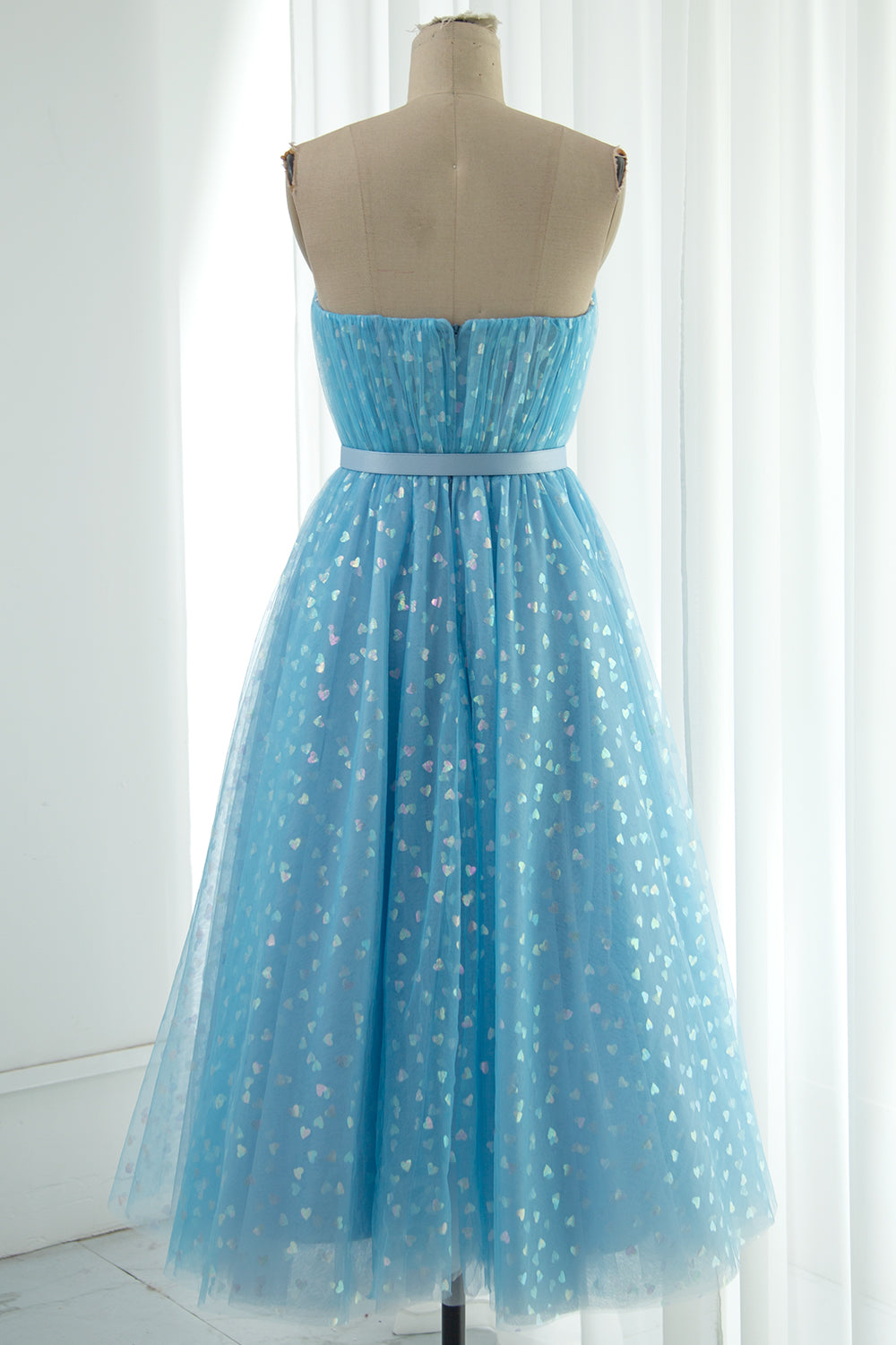 MissJophiel Sweetheart Tulle Prom Dress with Belt (include Removable Straps, Bow)