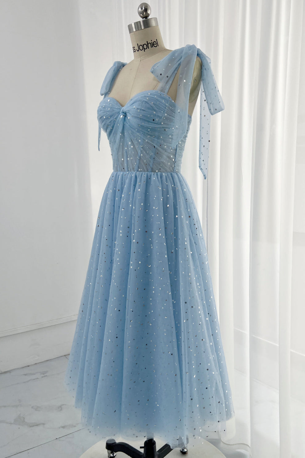 MissJophiel Sweetheart Tulle Midi Prom Dress with Removable Straps