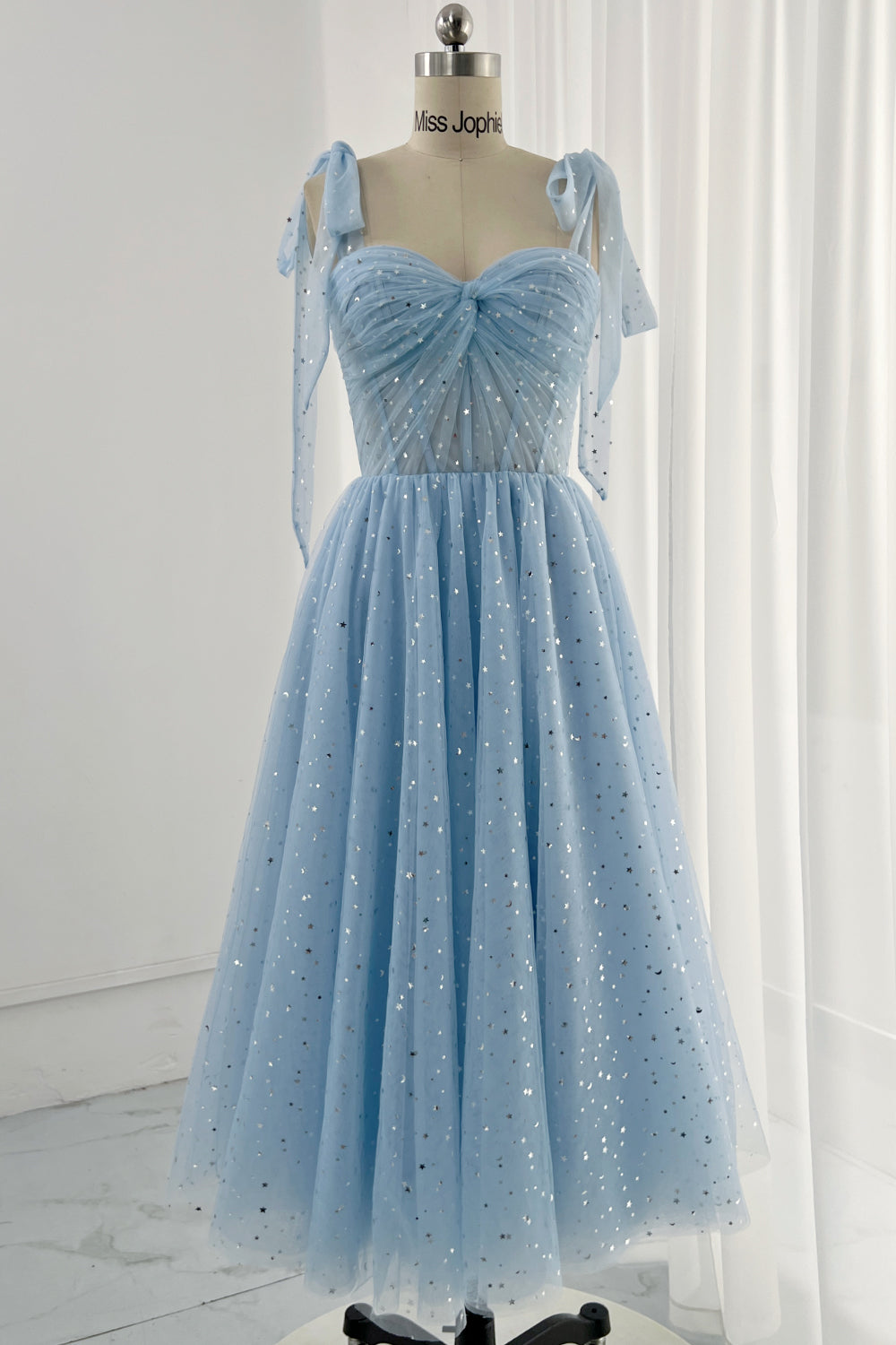MissJophiel Sweetheart Tulle Midi Prom Dress with Removable Straps