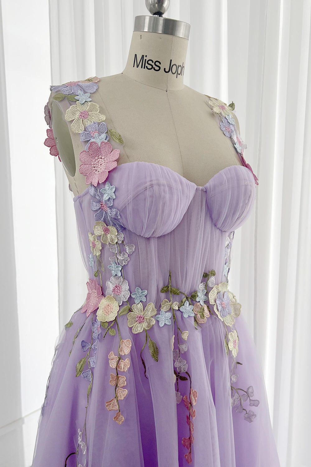 Lavender Floral Prom Dresses