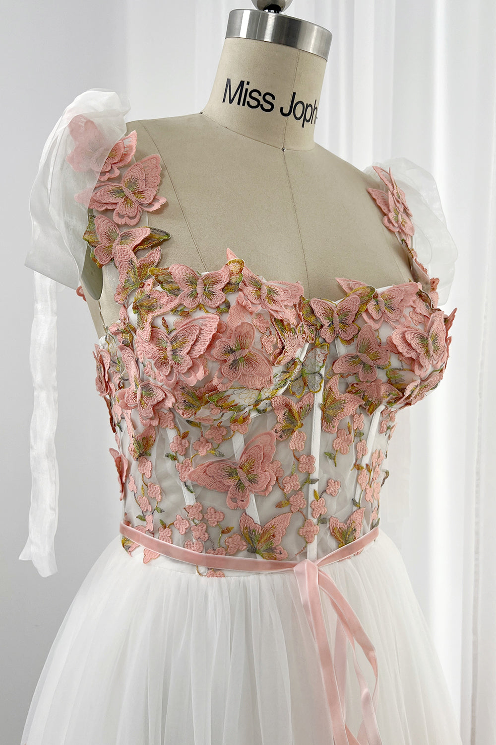 Embroidery Floral Corset with Removable Straps