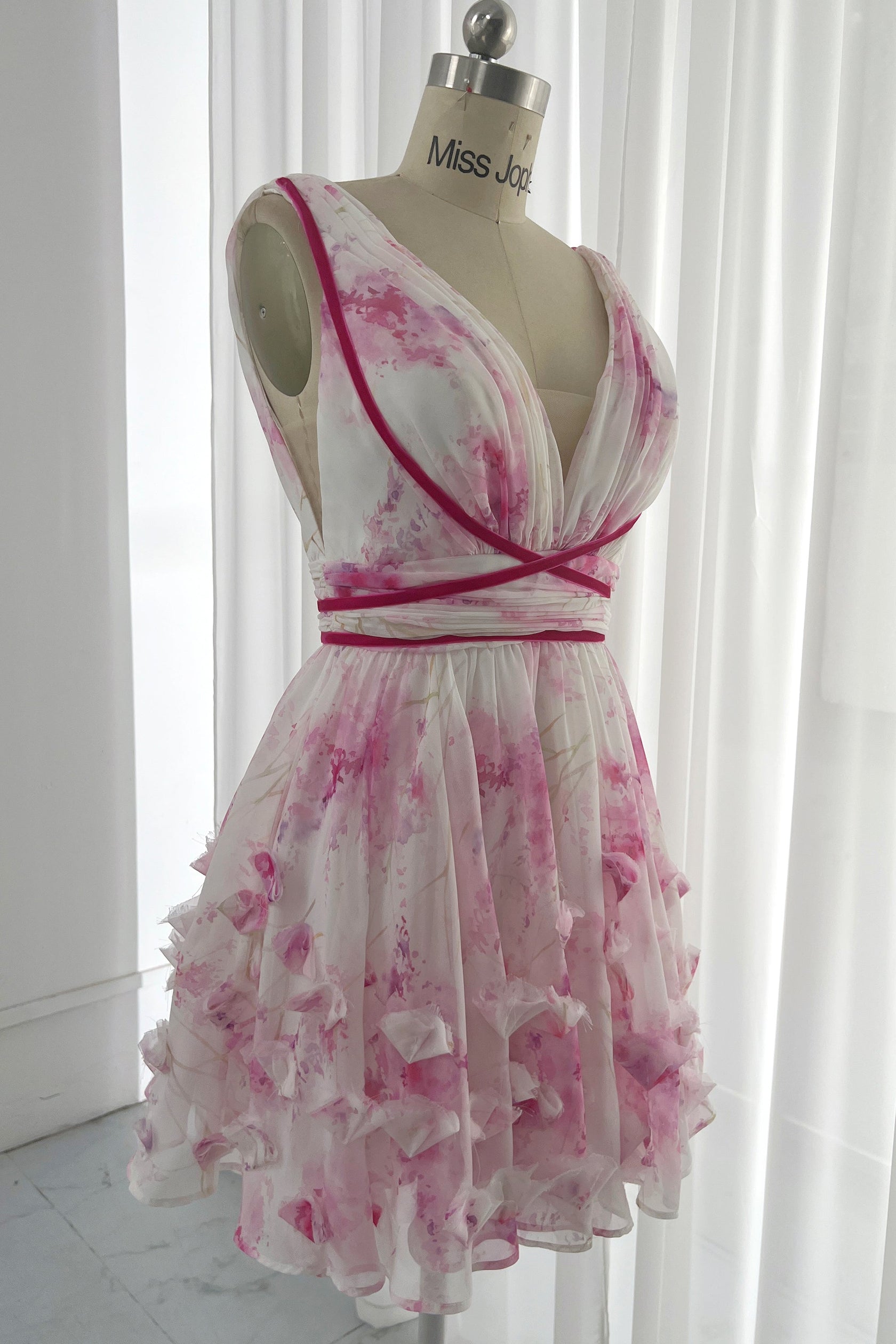 Floral Tied V-Neck Mini Dress main image 1