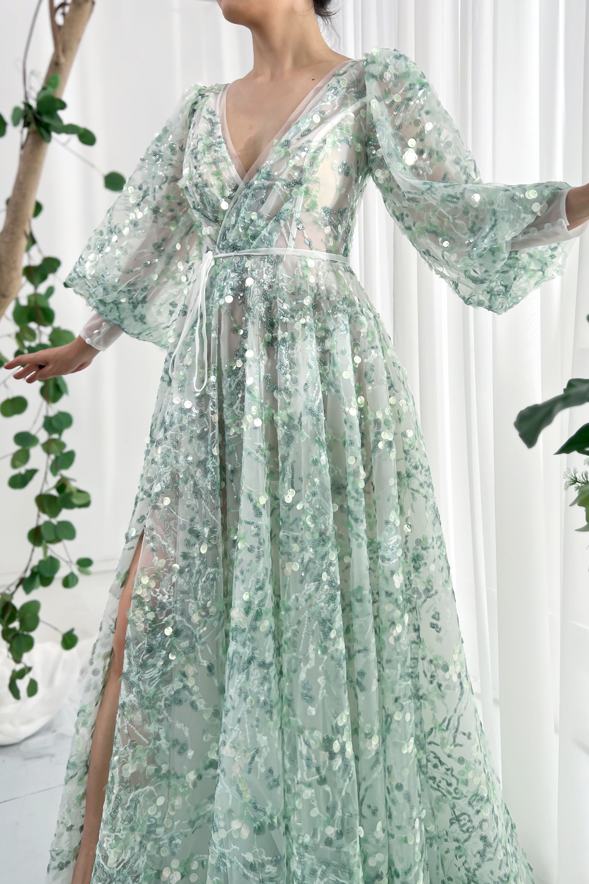 aqua glitter dress Sequin Mini Large With its delicate spaghetti straps La Femme Women's Print Sequin