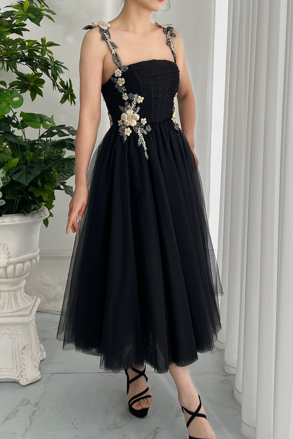 Strapless Black Tulle Dress Tea-length Strapless Black Tulle Graduation Dress Strapless Black Tulle Dress Tea-length Strapless Black Tulle Graduation Dress