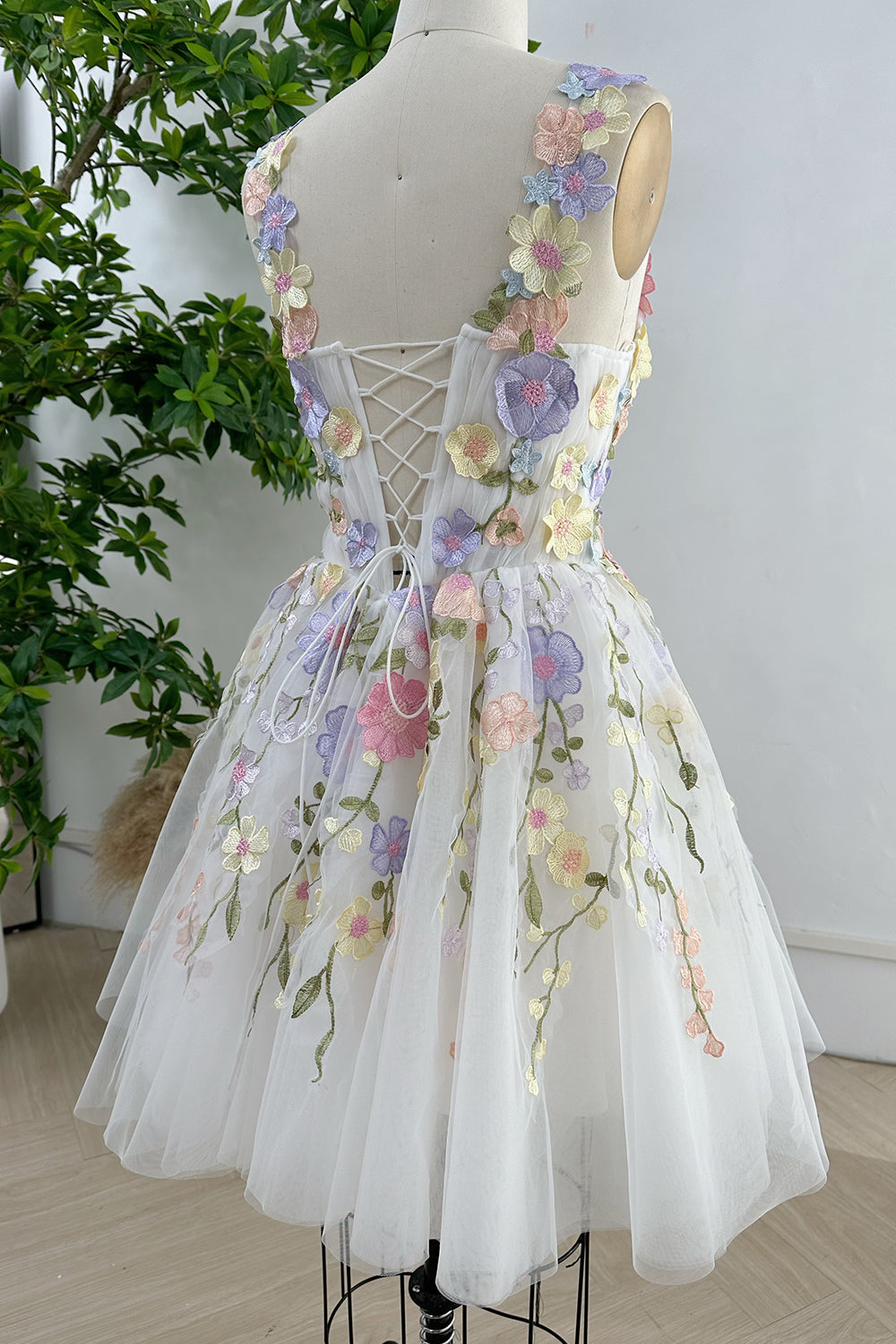 Ariadna - Mini Dress with Corset and Floral