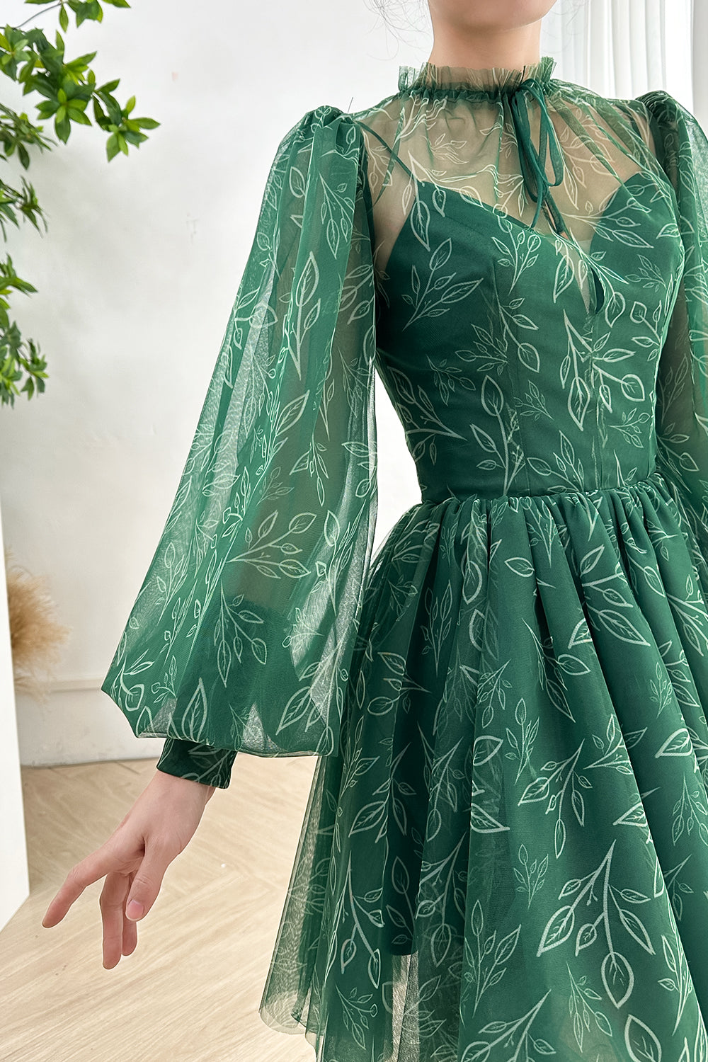 Floral print v-neck mini dress JBJ1054-1 main image 1