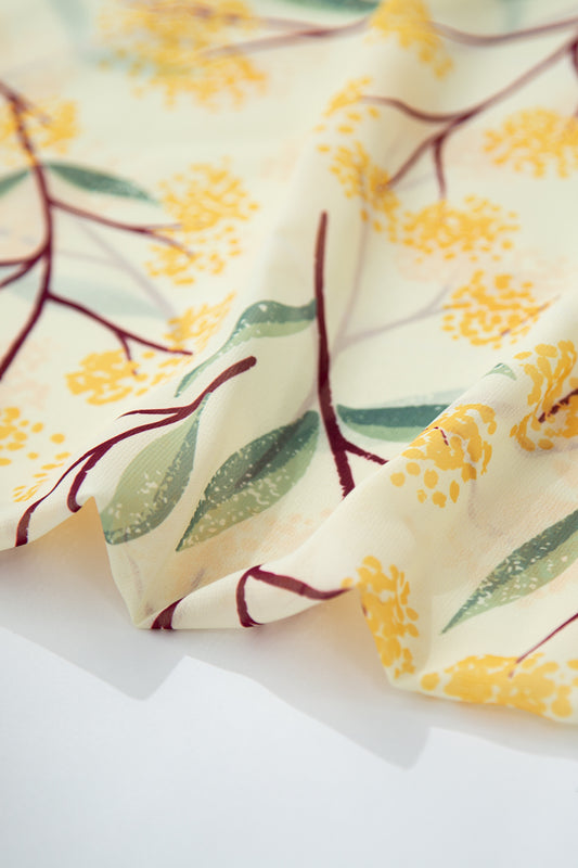Edgeworthia Floral Chiffon Fabric H05