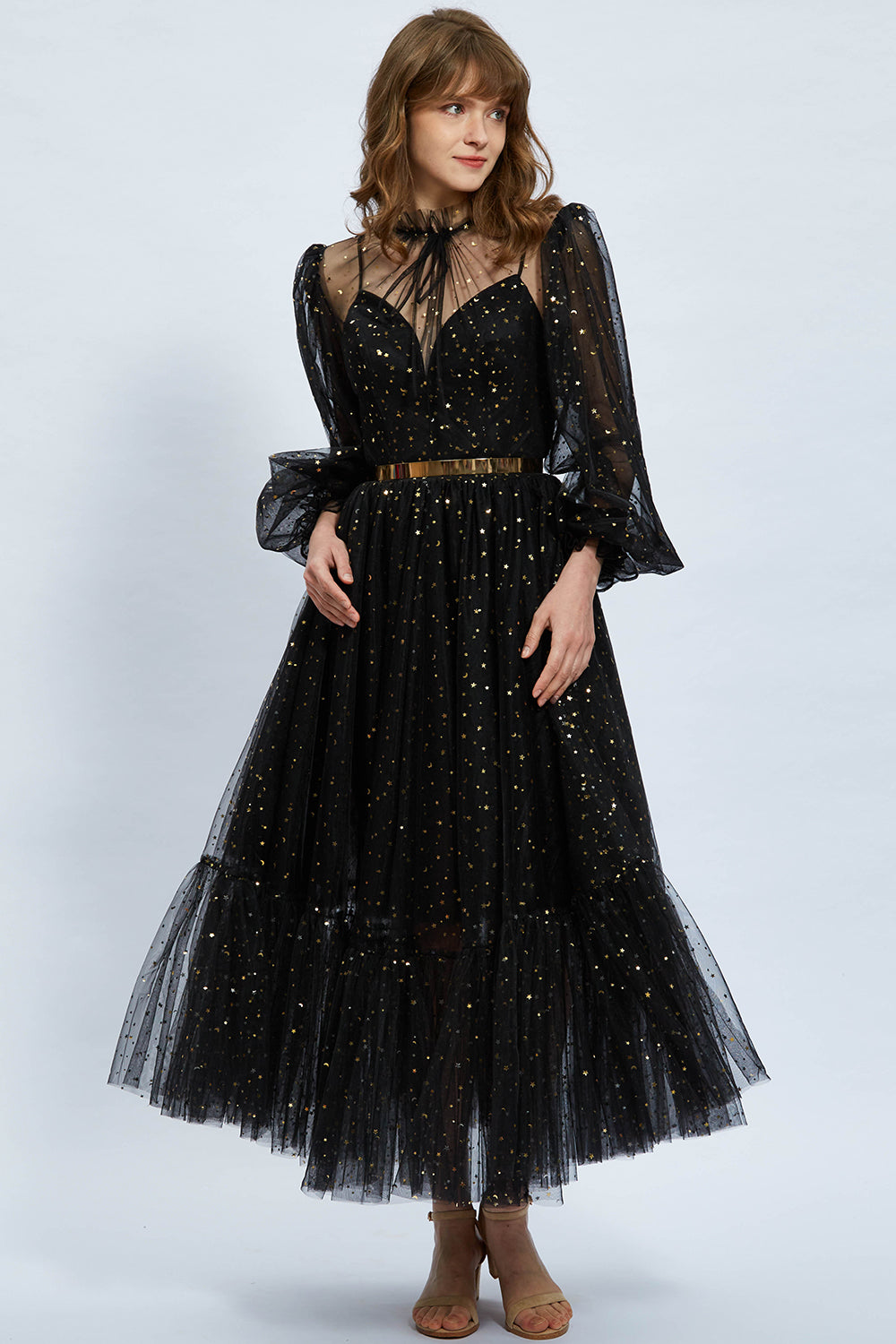 MissJophiel Long Sleeves Illusion Tulle High Neck Prom Dress Black / Floor Length / US8 MissJophiel Long Sleeves Illusion Tulle High Neck Prom Dress Black / Floor Length / US8