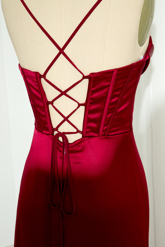Spaghetti Strap Acetate Satin Bridesmaid Dress With Ruffle Row - Gold main image 0