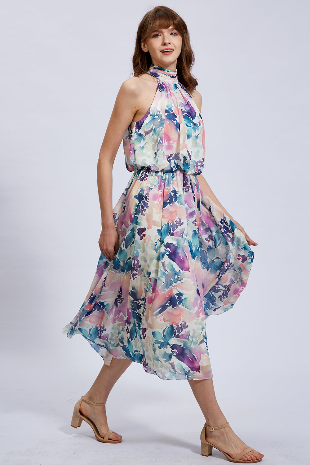 High neck hotsell flowy dress