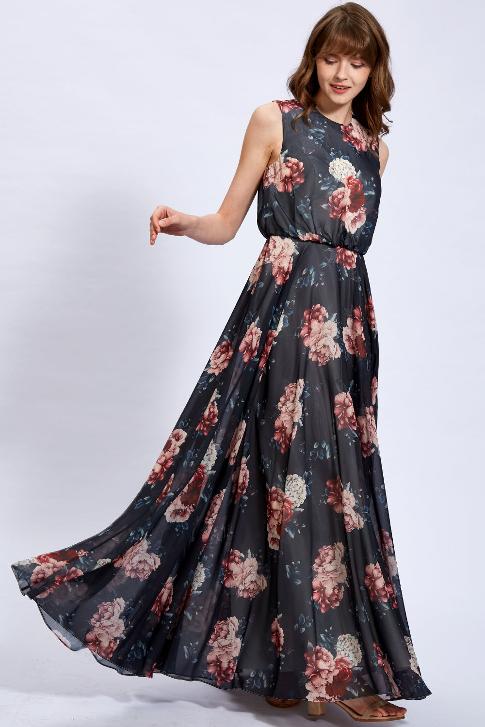 Boat Neckline Sleeveless Floral Chiffon Wedding Mother of Bride Dresses Other / Floor Length / US16 Boat Neckline Sleeveless Floral Chiffon Wedding Mother of Bride Dresses Other / Floor Length / US16
