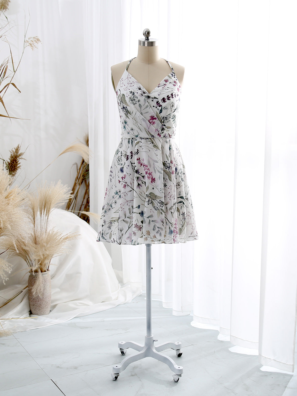 MissJophiel Women V Neck Short Knee Length Floral Cocktail Wedding Party Guest Dresses Lavender / Knee Length / US6 MissJophiel Women V Neck Short Knee Length Floral Cocktail Wedding Party Guest Dresses Lavender / Knee Length / US6