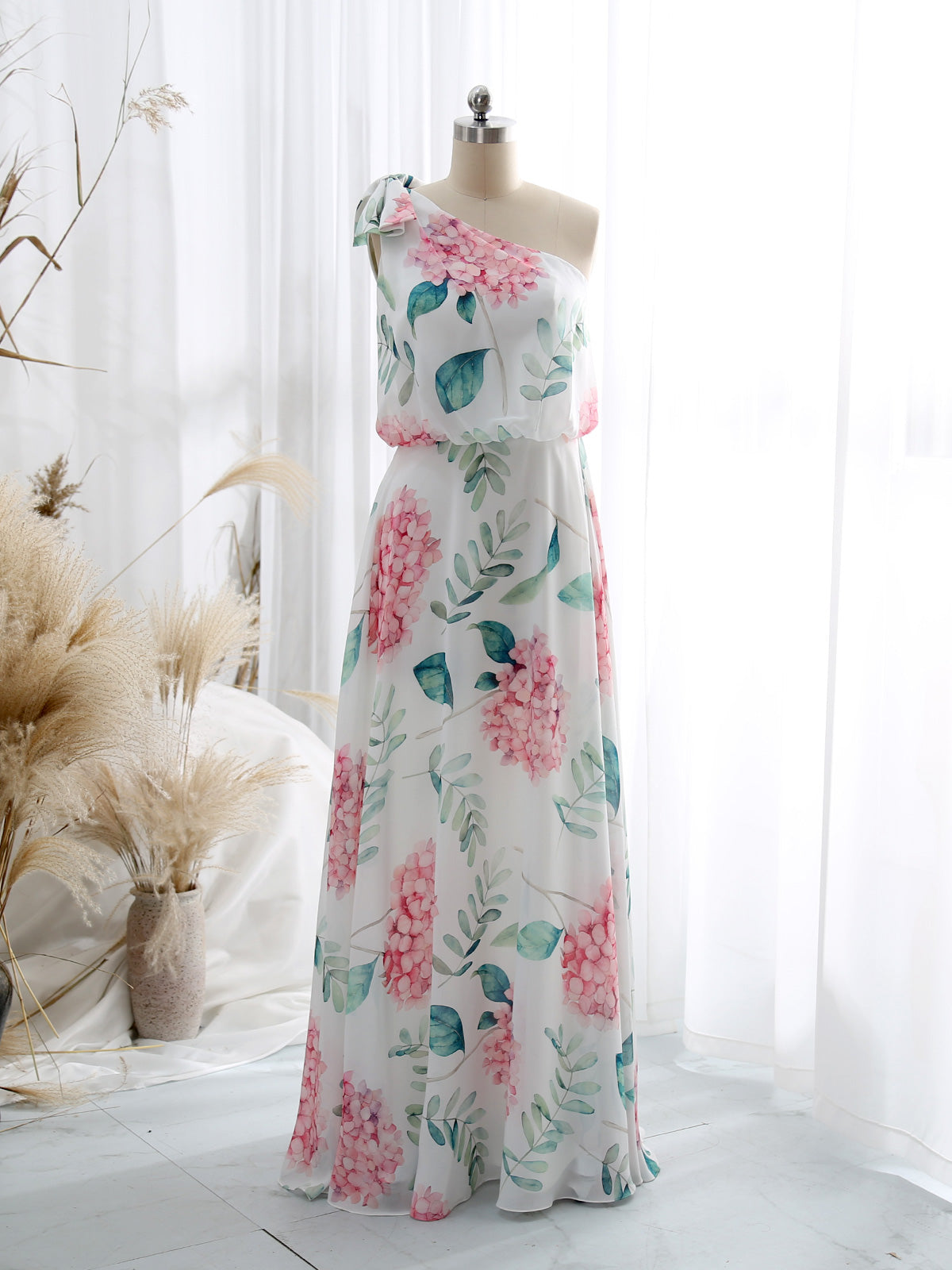 One Shoulder with Bow Flowy Chiffon Formal Evening Gown Other / Floor Length / US20 One Shoulder with Bow Flowy Chiffon Formal Evening Gown Other / Floor Length / US20