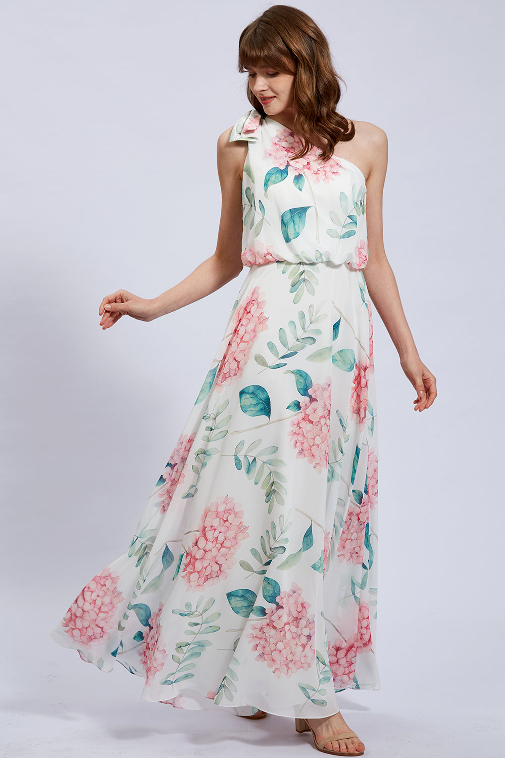 One Shoulder with Bow Flowy Chiffon Formal Evening Gown Other / Floor Length / US20 One Shoulder with Bow Flowy Chiffon Formal Evening Gown Other / Floor Length / US20